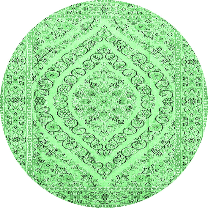 Round Medallion Emerald Green Traditional Rug, tr367emgrn