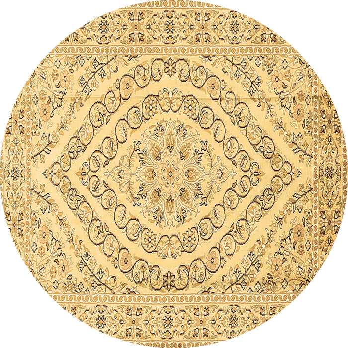 Round Medallion Brown Traditional Rug, tr367brn