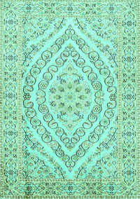 Medallion Turquoise Traditional Rug, tr367turq