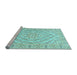 Sideview of Machine Washable Medallion Light Blue Traditional Rug, wshtr367lblu