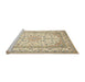 Sideview of Machine Washable Traditional Khaki Gold Rug, wshtr368