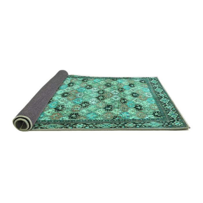 Sideview of Persian Turquoise Traditional Rug, tr3680turq