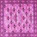 Square Machine Washable Persian Pink Traditional Rug, wshtr3680pnk