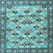 Square Machine Washable Persian Light Blue Traditional Rug, wshtr3680lblu