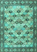 Machine Washable Persian Turquoise Traditional Area Rugs, wshtr3680turq