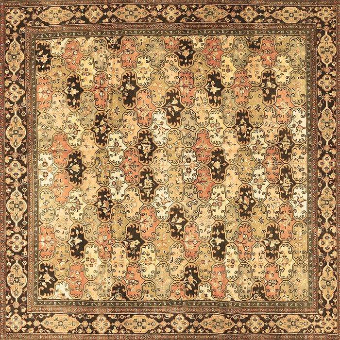 Square Persian Brown Traditional Rug, tr3680brn