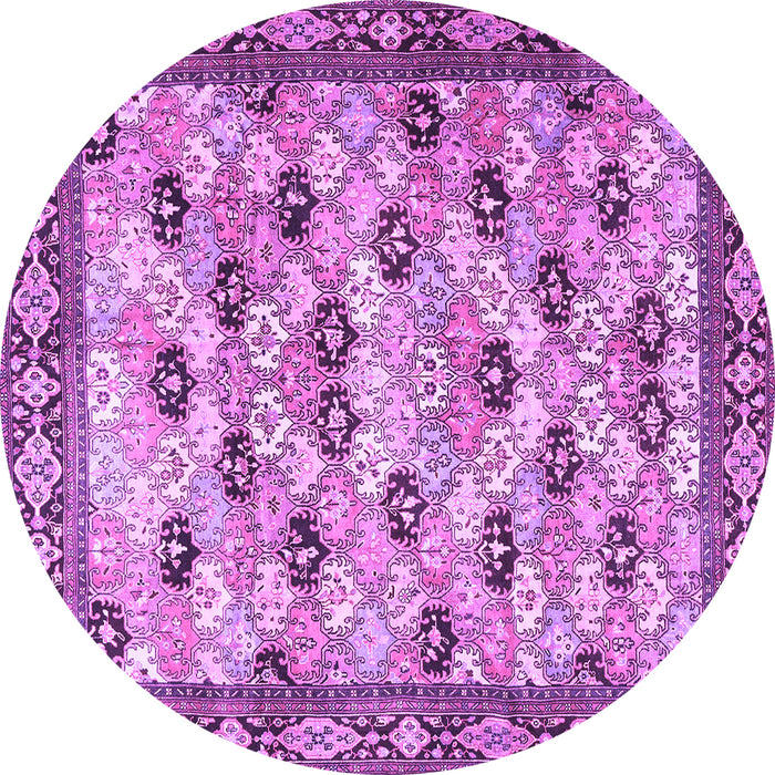 Round Persian Purple Traditional Rug, tr3680pur