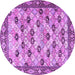 Round Machine Washable Persian Purple Traditional Area Rugs, wshtr3680pur