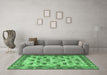 Machine Washable Persian Emerald Green Traditional Area Rugs in a Living Room,, wshtr3680emgrn