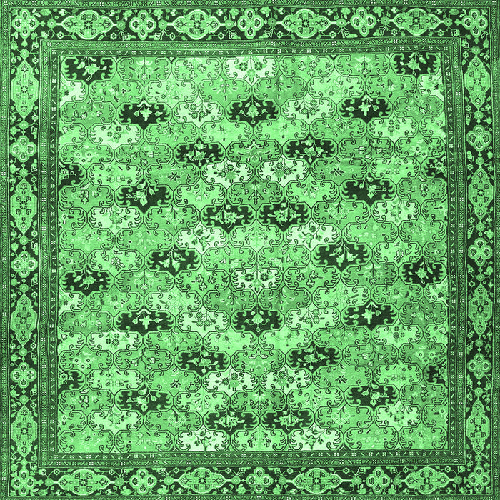 Square Persian Emerald Green Traditional Rug, tr3680emgrn