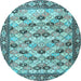 Round Persian Light Blue Traditional Rug, tr3680lblu
