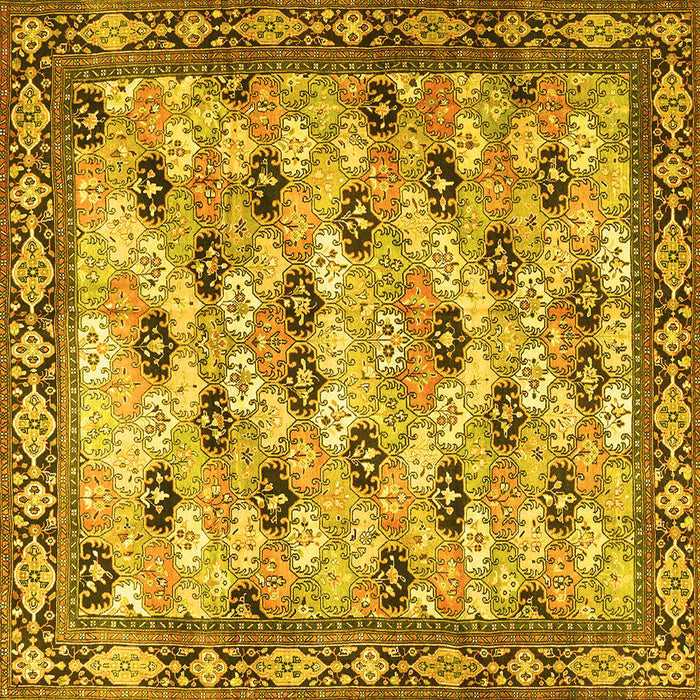 Square Persian Yellow Traditional Rug, tr3680yw