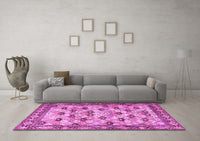 Machine Washable Persian Pink Traditional Rug, wshtr3680pnk