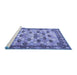 Sideview of Machine Washable Persian Blue Traditional Rug, wshtr3680blu