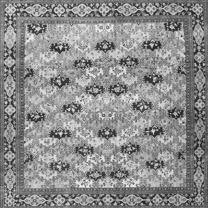 Round Machine Washable Persian Gray Traditional Rug, wshtr3680gry