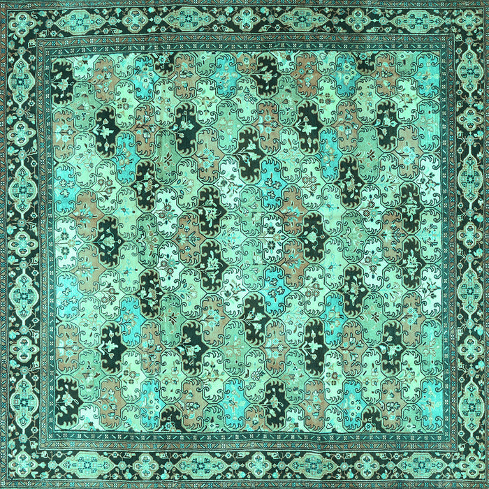 Square Persian Turquoise Traditional Rug, tr3680turq