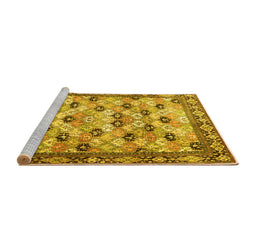 Sideview of Machine Washable Persian Yellow Traditional Rug, wshtr3680yw