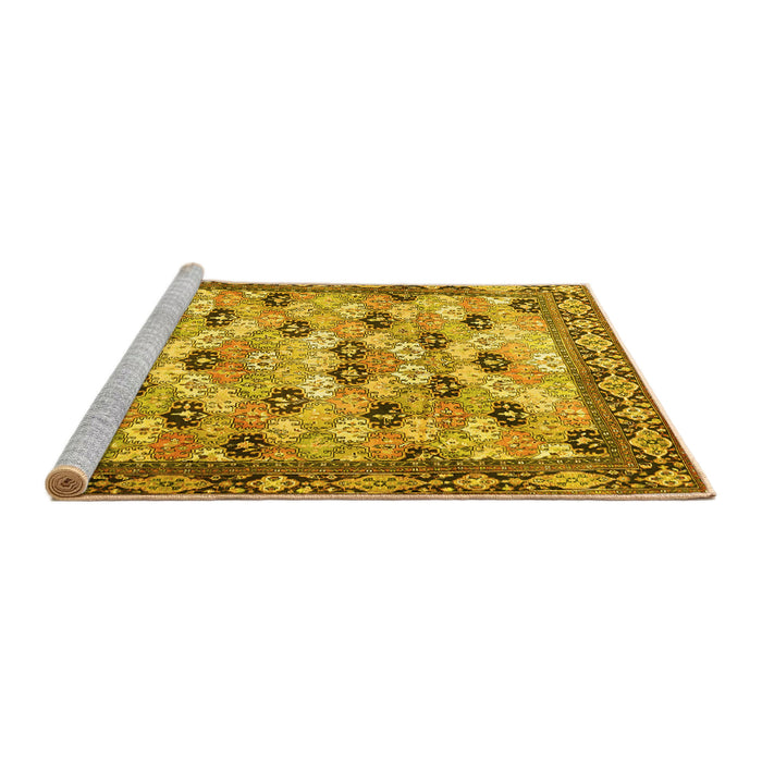 Sideview of Machine Washable Persian Yellow Traditional Rug, wshtr3680yw