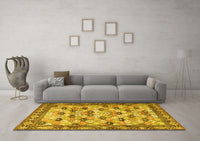 Machine Washable Persian Yellow Traditional Rug, wshtr3680yw