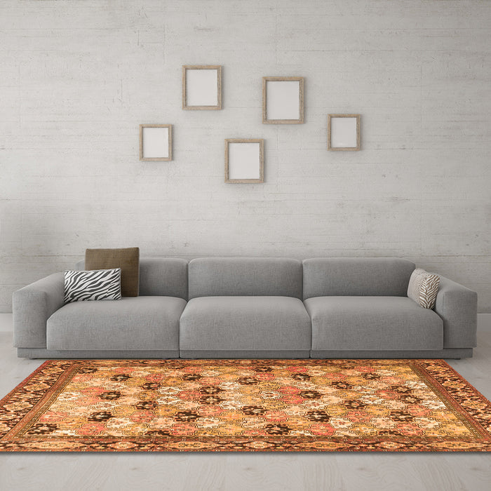 Machine Washable Persian Orange Traditional Area Rugs in a Living Room, wshtr3680org