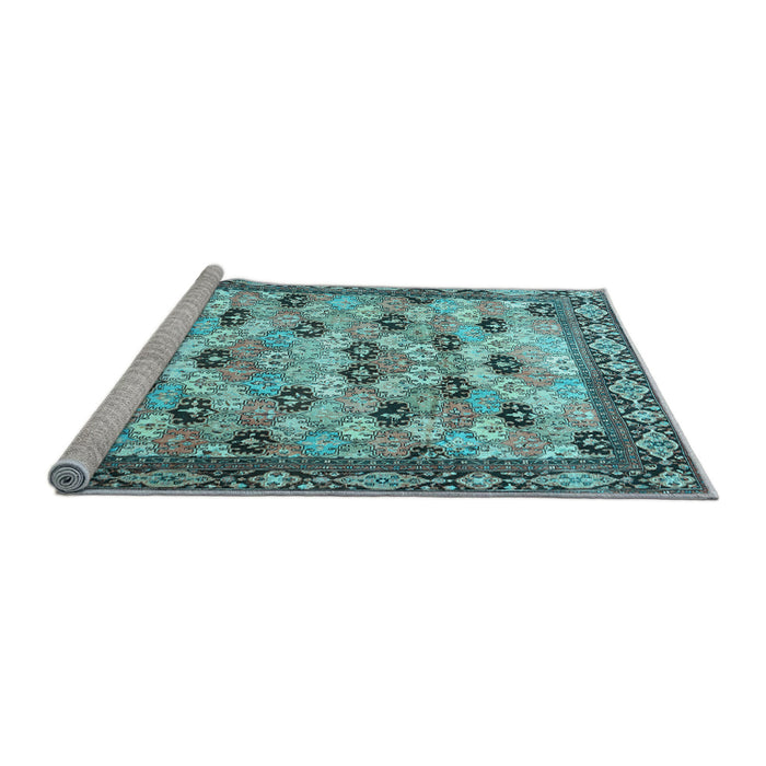 Sideview of Machine Washable Persian Light Blue Traditional Rug, wshtr3680lblu