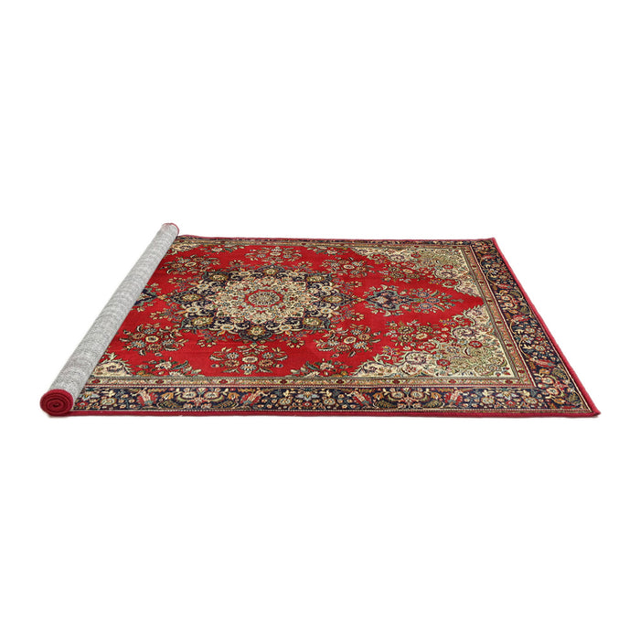 Sideview of Machine Washable Traditional Tomato Red Rug, wshtr3681