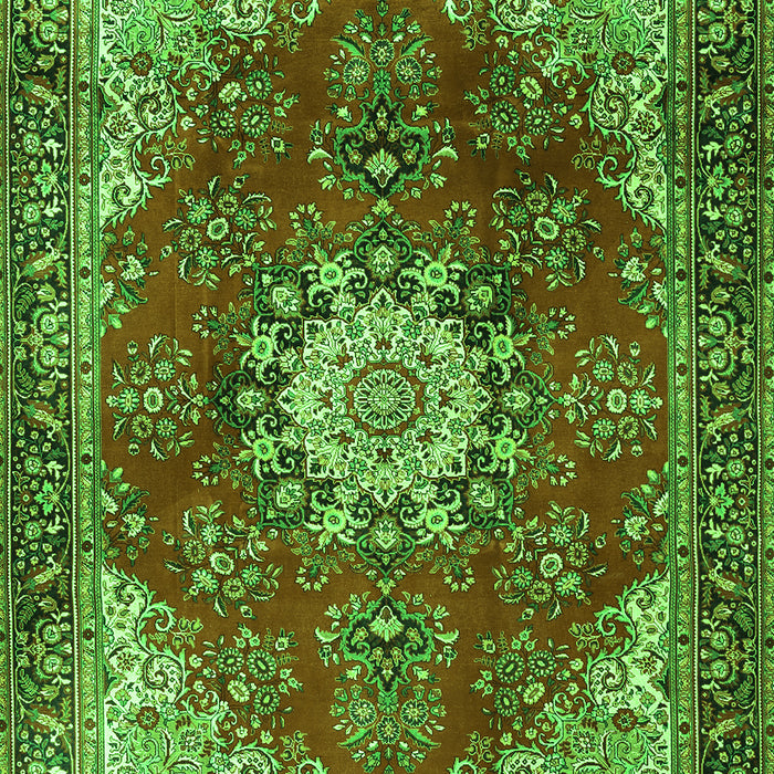 Serging Thickness of Machine Washable Persian Green Traditional Area Rugs, wshtr3681grn