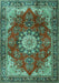 Machine Washable Persian Turquoise Traditional Area Rugs, wshtr3681turq