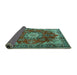 Sideview of Persian Turquoise Traditional Rug, tr3681turq