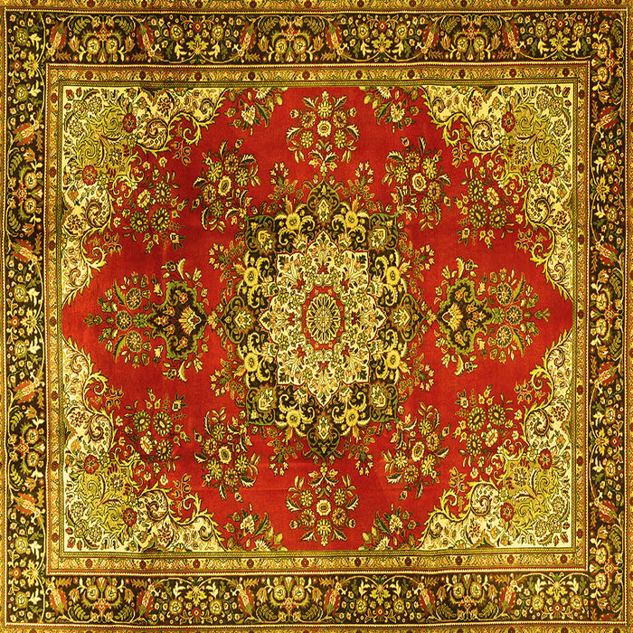 Square Machine Washable Persian Yellow Traditional Rug, wshtr3681yw