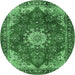 Round Persian Emerald Green Traditional Rug, tr3681emgrn