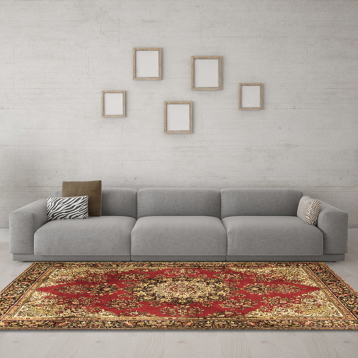 Machine Washable Persian Brown Traditional Rug in a Living Room,, wshtr3681brn