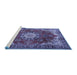 Sideview of Machine Washable Persian Blue Traditional Rug, wshtr3681blu