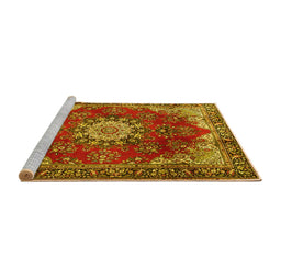Sideview of Machine Washable Persian Yellow Traditional Rug, wshtr3681yw