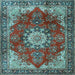 Square Machine Washable Persian Light Blue Traditional Rug, wshtr3681lblu