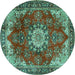 Round Persian Turquoise Traditional Rug, tr3681turq