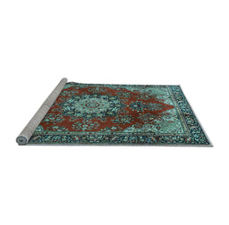 Sideview of Machine Washable Persian Light Blue Traditional Rug, wshtr3681lblu
