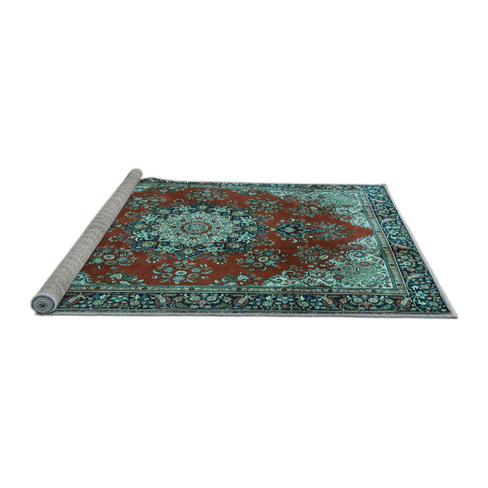 Sideview of Machine Washable Persian Light Blue Traditional Rug, wshtr3681lblu