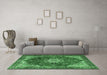 Machine Washable Persian Emerald Green Traditional Area Rugs in a Living Room,, wshtr3681emgrn