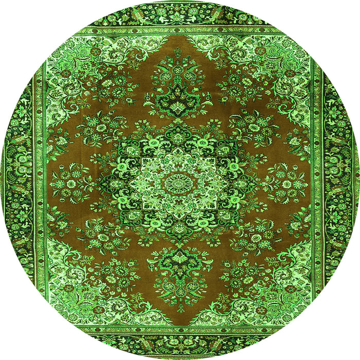 Square Persian Green Traditional Rug, tr3681grn