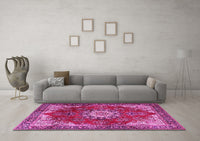 Machine Washable Persian Pink Traditional Rug, wshtr3681pnk