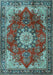 Machine Washable Persian Light Blue Traditional Rug, wshtr3681lblu