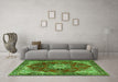 Machine Washable Persian Green Traditional Area Rugs in a Living Room,, wshtr3681grn