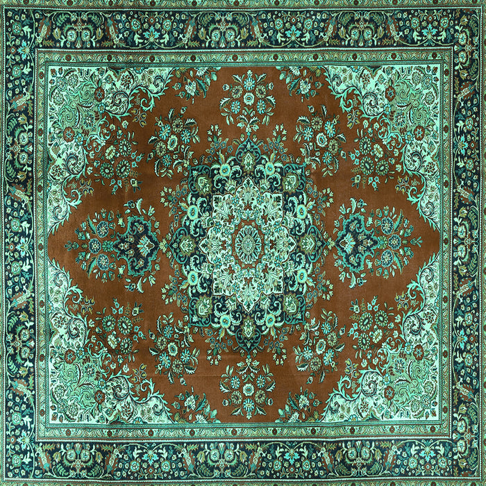 Square Persian Turquoise Traditional Rug, tr3681turq