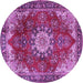 Round Machine Washable Persian Purple Traditional Area Rugs, wshtr3681pur