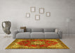 Machine Washable Persian Yellow Traditional Rug in a Living Room, wshtr3681yw