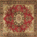 Square Machine Washable Persian Brown Traditional Rug, wshtr3681brn