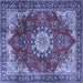 Square Machine Washable Persian Blue Traditional Rug, wshtr3681blu