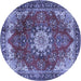 Round Persian Blue Traditional Rug, tr3681blu