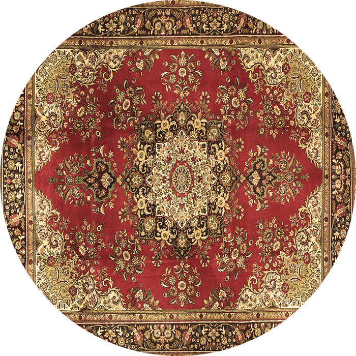 Round Persian Brown Traditional Rug, tr3681brn